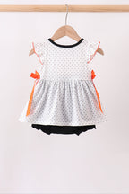 Black Spider Embroidery Ruffle Bubble