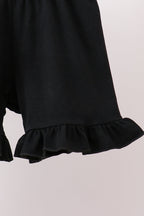 Black Spider Embroidery Ruffle Shorts Set