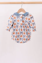 Blue Pumpkin Bow Smocked Ruffle Bubble