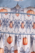 Blue Pumpkin Bow Smocked Bloomer Set