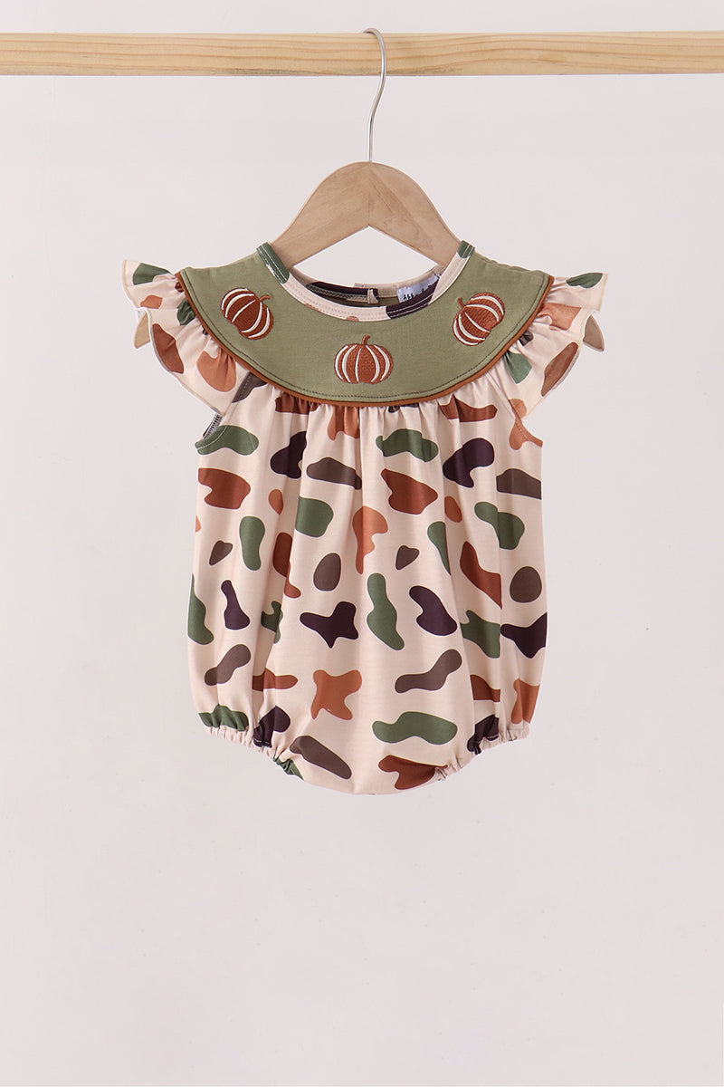 Camouflage Pumpkin Embroidery Ruffle Bubble