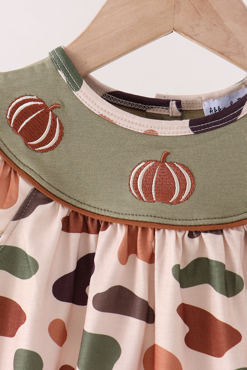 Camouflage Pumpkin Embroidery Ruffle Bubble