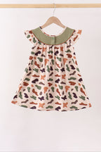 Camouflage Pumpkin Embroidery Ruffle Dress
