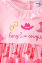 Pink Cowgirl Boots Embroidery Bubble