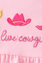 Pink Cowgirl Boots Embroidery Bloomer Set