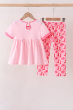 Pink Cowgirl Boots Embroidery Pants Set