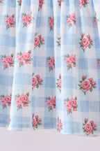 Blue Bow Smocked Floral Gingham Bloomer Set