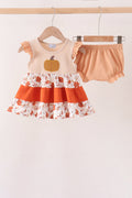 Floral Pumpkin Embroidery Ruffle Bloomer Set