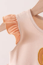Floral Pumpkin Embroidery Ruffle Bloomer Set