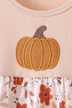 Floral Pumpkin Embroidery Ruffle Bloomer Set