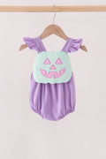 Purple Jack-O-Lantern Applique Ruffle Bubble