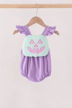 Purple Jack-O-Lantern Applique Ruffle Bubble