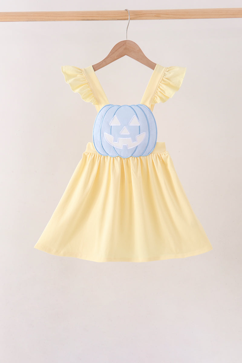 Cream Jack-O-Lantern Applique Ruffle Dress