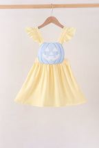 Cream Jack-O-Lantern Applique Ruffle Dress