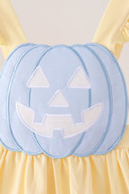 Cream Jack-O-Lantern Applique Ruffle Dress
