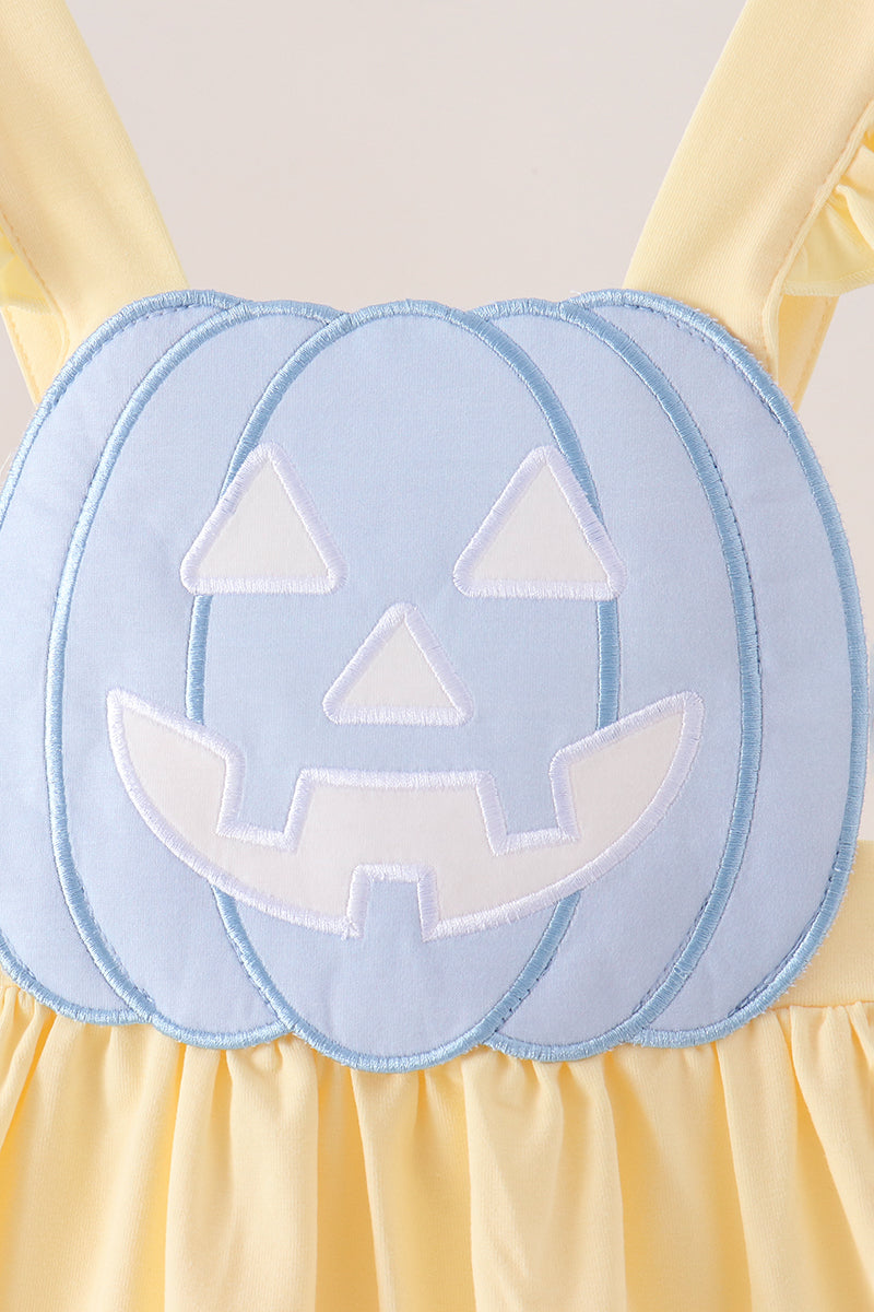 Cream Jack-O-Lantern Applique Ruffle Dress