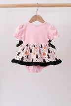 Pink Pumpkin Cat Embroidery Bubble