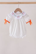Orange Pumpkin Bow Embroidery Bubble