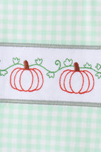 Green Pumpkin Embroidery Gingham Jon Jon