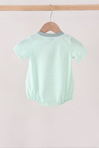Green Pumpkin Embroidery Gingham Bubble