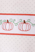 Orange Pumpkin Bow Embroidery Ruffle Skorts Set