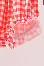 Red Football Smocked Gingham Bubble