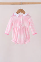 Pink Football Smocked Gingham Bubble