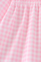 Pink Football Smocked Gingham Dress
