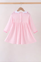 Pink Football Smocked Gingham Dress