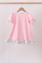 Pink Piggy Applique Ruffle Dress