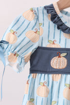 Blue Pumpkin Embroidery Ruffle Bubble
