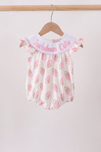 Pink Touchdown Smocked Ruffle Bubble