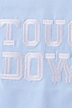 Blue Touchdown Embroidery Football Shorts Set