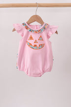 Pink Jack-O-Lantern Applique Ruffle Bubble