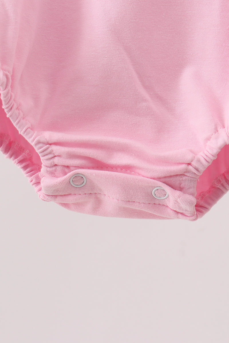 Pink Jack-O-Lantern Applique Ruffle Bubble