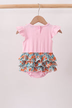 Pink Jack-O-Lantern Applique Ruffle Bubble