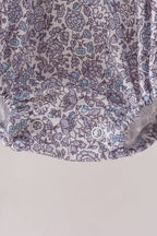 Navy Floral Bow Smocked Bubble