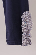 Navy Floral Bow Smocked Pants Set