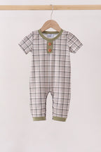 Oat Olive Plaid Romper