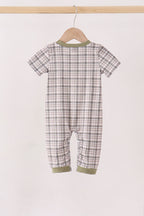 Oat Olive Plaid Romper