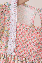 Floral Smocked Lace Pants Set