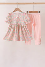 Floral Smocked Lace Pants Set
