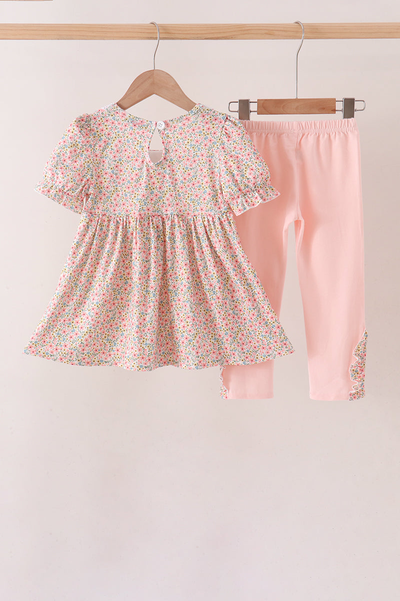 Floral Smocked Lace Pants Set