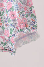 Blue Floral Smocked Ruffle Bubble