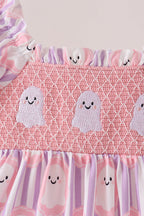 Purple Ghost Smocked Ruffle Dress