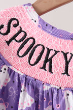 Purple Spooky cute Smocked Ruffle Shorts Set