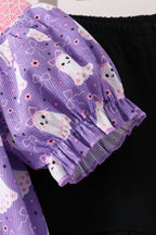Purple Spooky cute Smocked Ruffle Shorts Set