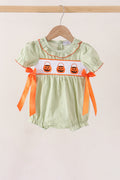 Green Pumpkin Smocked Ruffle Bubble