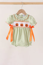 Green Pumpkin Smocked Ruffle Bubble