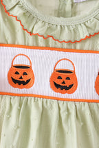 Green Pumpkin Smocked Ruffle Bubble